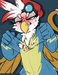 Size: 2550x3300 | Tagged: source needed, safe, artist:bbsartboutique, imported from derpibooru, oc, oc only, oc:gina, griffon, clothes, high res, solo, uniform, wonderbolts uniform