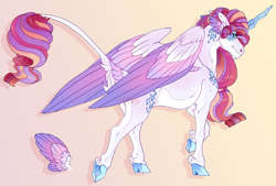 Size: 2000x1354 | Tagged: safe, artist:seffiron, imported from derpibooru, oc, oc only, oc:crystalline heart, alicorn, pony, colored wings, female, mare, multicolored wings, parents:raridance, solo, wings