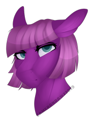Size: 1607x2078 | Tagged: safe, artist:camerondawz, imported from derpibooru, oc, oc only, oc:violet petal, earth pony, pony, bust, female, glare, looking at you, mare, portrait, simple background, solo, transparent background, unimpressed
