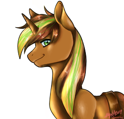 Size: 950x912 | Tagged: safe, artist:eli fall, imported from derpibooru, oc, oc only, oc:chiller sway, pony, bust, jawline, looking at you, male, side view, simple background, sling, smiling, solo, transparent background