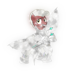 Size: 8000x8754 | Tagged: safe, artist:lincolnbrewsterfan, derpibooru exclusive, imported from derpibooru, oc, oc only, oc:lighthooves, crystal pony, cyborg, earth pony, pony, fallout equestria, fallout equestria: project horizons, absurd resolution, base used, crystallized, cyberpunk, dart launcher, fanfic art, level 4.5 (light model) (project horizons), male, simple background, smiling, solo, stallion, standing, transparent background, vector