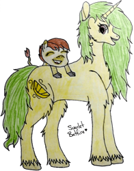 Size: 2958x3782 | Tagged: safe, artist:svarlet batfire, imported from derpibooru, oc, oc only, oc:lemon breeze, oc:shenandoah, pony, duo, simple background, traditional art, transparent background, unshorn fetlocks