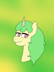 Size: 2448x3264 | Tagged: safe, artist:gamerpie, imported from derpibooru, oc, oc only, oc:lemon breeze, pony, unicorn, bust, female, portrait, simple background, solo