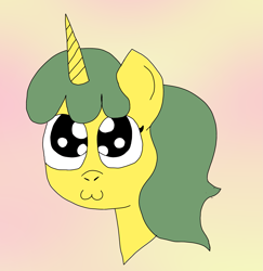 Size: 2167x2232 | Tagged: safe, artist:gamerpie, imported from derpibooru, oc, oc only, oc:lemon breeze, pony, unicorn, :3, bust, cat face, female, portrait, puppy dog eyes, solo