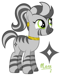 Size: 1450x1830 | Tagged: safe, artist:cherrycandi, imported from derpibooru, oc, oc only, oc:maina, pony, zebra, base used, cute, ear piercing, earring, female, jewelry, necklace, piercing, ponytail, simple background, smiling, solo, stripes, transparent background, zebra oc