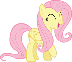 Size: 2640x2272 | Tagged: safe, artist:rainbowcrab, imported from derpibooru, fluttershy, pegasus, pony, stare master, cute, eyes closed, female, happy, high res, mare, open mouth, raised hoof, shyabetes, simple background, solo, transparent background, vector