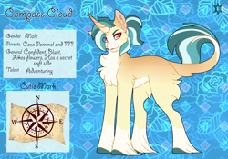 Size: 3500x2454 | Tagged: safe, artist:clay-bae, artist:nobleclay, imported from derpibooru, oc, oc only, oc:compass cloud, pony, unicorn, fluffy, hoof fluff, leonine tail, long feather, male, offspring, parent:coco pommel, solo, stallion