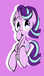 Size: 540x940 | Tagged: safe, artist:pnpn_721, imported from derpibooru, starlight glimmer, pony, unicorn, boop, cute, female, glimmerbetes, pink background, self-boop, simple background, smiling, solo