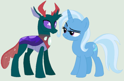 Size: 694x452 | Tagged: safe, artist:jadeharmony, artist:jadethepegasus, imported from derpibooru, pharynx, trixie, changedling, changeling, female, male, phartrix, prince pharynx, shipping, straight