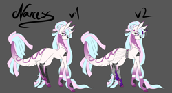 Size: 7032x3824 | Tagged: safe, artist:minelvi, imported from derpibooru, oc, oc only, pony, unicorn, colored hooves, duo, female, horn, horn jewelry, jewelry, leonine tail, mare, reference sheet, unicorn oc