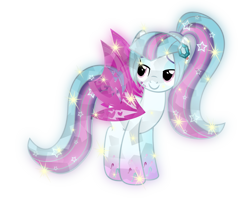 Size: 6004x4976 | Tagged: safe, artist:lincolnbrewsterfan, derpibooru exclusive, imported from derpibooru, sonata dusk, crystal pony, earth pony, pony, siren, alternative cutie mark placement, crystallized pony, disguise, disguised siren, ear piercing, earring, equestria girls ponified, facial cutie mark, female, gem, glow, glowing, gradient hooves, gradient mane, jewelry, mare, piercing, ponified, rainbow power, rainbow power-ified, simple background, siren gem, solo, transparent background, wings