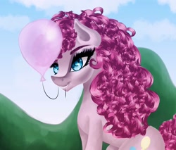 Size: 2000x1700 | Tagged: safe, artist:stormystica, imported from derpibooru, pinkie pie, earth pony, pony, balloon, mouth hold, solo
