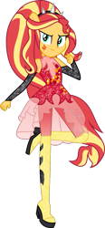 Size: 666x1442 | Tagged: safe, artist:lincolnbrewsterfan, derpibooru exclusive, imported from derpibooru, part of a set, sunset shimmer, equestria girls, .svg available, alternative cutie mark placement, clothes, facial cutie mark, fingerless gloves, gloves, glow, inkscape, leggings, ponied up, pony ears, simple background, skirt, sleeveless, solo, sparkles, spiked headband, super ponied up, svg, the elements, transparent background, vector