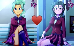 Size: 993x624 | Tagged: safe, artist:the-butch-x, edit, imported from derpibooru, garden grove, zephyr, equestria girls, clothes, crystal prep academy uniform, gardencascade, heart, mulberry cascade, school uniform, shipping, shipping domino