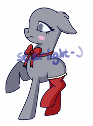 Size: 1800x2442 | Tagged: safe, artist:starlight-j, imported from derpibooru, pony, advertisement, auction, blushing, christmas, commission, holiday, ribbon, solo, your character here