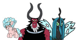 Size: 2000x1067 | Tagged: safe, artist:alvaxerox, imported from derpibooru, cozy glow, lord tirek, queen chrysalis, centaur, changeling, changeling queen, pegasus, pony, female, filly, male, nose piercing, nose ring, piercing, septum piercing, simple background, transparent background, trio