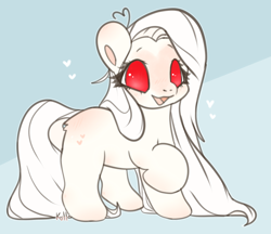 Size: 1034x895 | Tagged: safe, artist:maggotstar, imported from derpibooru, oc, oc only, oc:maggot, earth pony, maggot, pony, blushing, butt blush, female, heart, mare, red eyes, solo