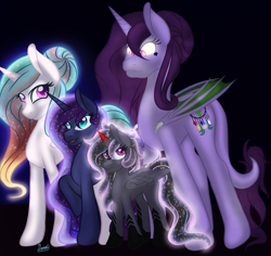 Size: 2118x1999 | Tagged: safe, artist:denali, imported from derpibooru, princess celestia, princess luna, oc, oc:altalune, oc:diamond dream hawthorn, alicorn, hybrid, alternate universe, dragon pony oc