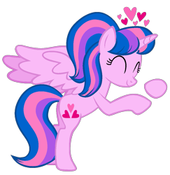 Size: 975x1005 | Tagged: safe, alternate version, artist:muhammad yunus, artist:tanahgrogot, imported from derpibooru, oc, oc only, oc:hsu amity, alicorn, pony, base used, butt, cute, cutie mark, eyes closed, female, happy, heart, mare, medibang paint, missing accessory, no glasses, ocbetes, plot, simple background, smiling, solo, transparent background, wings