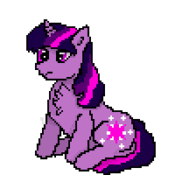 Size: 1200x1200 | Tagged: safe, imported from derpibooru, twilight sparkle, pony, unicorn, chest fluff, pixel art, simple background, sitting, solo, transparent background, unicorn twilight