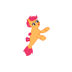 Size: 250x250 | Tagged: safe, artist:nate5700, imported from derpibooru, scootaloo, seapony (g4), 1000 hours in ms paint, doodle, pixel art, seaponified, seapony scootaloo, simple background, solo, species swap, white background