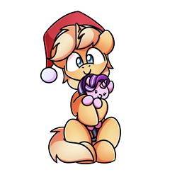 Size: 1240x1240 | Tagged: safe, artist:sugar morning, imported from derpibooru, starlight glimmer, oc, oc:sunlight bolt, pony, unicorn, christmas, holiday, simple background, transparent background