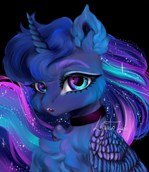 Size: 2000x2300 | Tagged: safe, artist:livitoza, imported from derpibooru, princess luna, alicorn, pony, :o, bust, color porn, cute, cute little fangs, fangs, female, high res, looking at you, mare, open mouth, portrait, solo