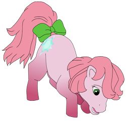 Size: 2813x2694 | Tagged: safe, artist:muhammad yunus, artist:tanahgrogot, imported from derpibooru, pony, unicorn, my little pony 'n friends, season 1, aelita schaeffer, base used, bow, code lyoko, female, g1, mare, open mouth, ponified, simple background, solo, tail bow, transparent background