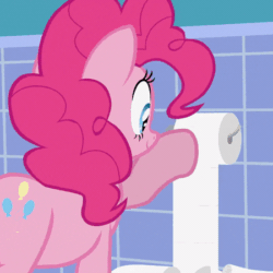 Size: 450x450 | Tagged: safe, artist:forgalorga, edit, edited screencap, imported from derpibooru, screencap, pinkie pie, earth pony, pony, animated, behaving like a cat, extreme speed animation, female, gif, ponk, pure unfiltered evil, seizure warning, smiling, solo, toilet paper, vibrating, vibrating like a broken washing machine, your little cat 4