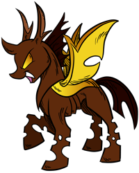 Size: 4120x5148 | Tagged: safe, artist:musical-medic, imported from derpibooru, changeling, absurd resolution, brown changeling, simple background, solo, transparent background