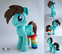 Size: 1600x1398 | Tagged: safe, artist:meplushyou, imported from derpibooru, oc, oc:zeuma cloudstrider, pegasus, pony, clothes, irl, male, photo, plushie, rainbow socks, socks, solo, stallion, striped socks