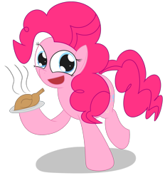 Size: 2107x2268 | Tagged: safe, artist:mr-degration, imported from derpibooru, pinkie pie, bird, earth pony, pony, turkey, cooked, female, food, holiday, meat, ponies eating meat, ponk, simple background, solo, thanksgiving, transparent background