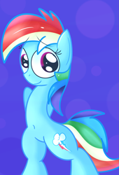 Size: 1361x2003 | Tagged: safe, artist:mr-degration, imported from derpibooru, rainbow dash, pegasus, pony, belly button, bipedal, female, solo