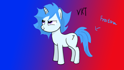 Size: 1920x1080 | Tagged: safe, artist:vkt, imported from derpibooru, oc, oc only, oc:frostorm, pony, unicorn, blue, female, gradient background, mare, solo