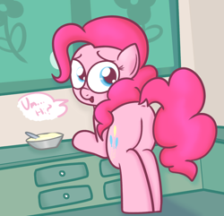 Size: 1280x1235 | Tagged: safe, artist:mr-degration, imported from derpibooru, pinkie pie, earth pony, pony, balloonbutt, butt, dock, female, kitchen, plot, solo