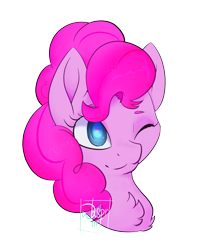 Size: 2835x3496 | Tagged: safe, imported from derpibooru, pinkie pie, earth pony, pony, ;3, bust, chest fluff, heart eyes, one eye closed, portrait, solo, wingding eyes, wink