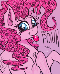 Size: 5067x6169 | Tagged: safe, artist:paskanaakka, derpibooru exclusive, imported from derpibooru, pinkie pie, earth pony, pony, female, mare, ponk, simple background, solo, tongue out