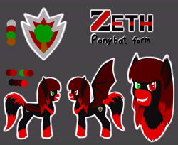 Size: 6000x4900 | Tagged: safe, artist:zethbsoul, imported from derpibooru, oc, oc:zeth b. soul, bat pony, pony, black and red, gray background, simple background