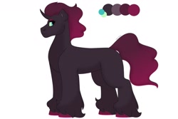 Size: 1280x854 | Tagged: safe, artist:itstechtock, imported from derpibooru, oc, oc only, pony, unicorn, curved horn, horn, offspring, parent:king sombra, parent:tempest shadow, parents:sombrest, parents:sompest, simple background, solo, unshorn fetlocks, white background