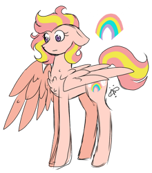 Size: 400x454 | Tagged: safe, artist:gallantserver, imported from derpibooru, oc, oc only, oc:peaches, pegasus, pony, female, magical lesbian spawn, mare, offspring, parent:fluttershy, parent:sunset shimmer, parents:sunshyne, simple background, solo, transparent background