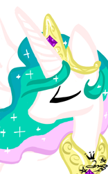 Size: 400x640 | Tagged: safe, artist:amgiwolf, imported from derpibooru, princess celestia, pony, bust, ethereal mane, eyes closed, jewelry, looking back, peytral, signature, simple background, solo, starry mane, tiara, white background