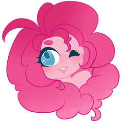 Size: 530x530 | Tagged: safe, artist:roboticalpaca, imported from derpibooru, pinkie pie, equestria girls, bust, eyelashes, female, one eye closed, simple background, smiling, solo, transparent background, wink