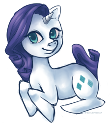 Size: 2689x3000 | Tagged: safe, artist:lulltonull, imported from derpibooru, rarity, pony, unicorn, female, lying down, mare, prone, smiling, solo
