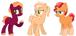 Size: 3628x1715 | Tagged: safe, artist:fcrestnymph, imported from derpibooru, oc, oc only, earth pony, pony, female, magical lesbian spawn, mare, offspring, parent:applejack, parent:gloriosa daisy, simple background, transparent background