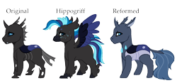 Size: 1512x710 | Tagged: safe, artist:fcrestnymph, imported from derpibooru, oc, oc only, oc:alveolus, changedling, changeling, changepony, classical hippogriff, hippogriff, hybrid, chibi, interspecies offspring, offspring, parent:queen chrysalis, parent:shining armor, parents:shining chrysalis, simple background, solo, transparent background