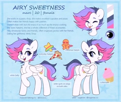Size: 3568x3000 | Tagged: safe, artist:sugarstar, imported from derpibooru, oc, oc only, oc:airy sweetness, pegasus, pony, reference sheet, solo