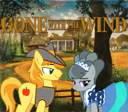 Size: 2064x1810 | Tagged: safe, anonymous artist, imported from derpibooru, braeburn, marble pie, earth pony, pony, american civil war, braeble, cavalry, clothes, confederate, dress, female, georgia, georgia (state), gone with the wind, male, mare, movie reference, romance, shipping, southern belle, stallion, straight, tara plantation, uniform, youtube link