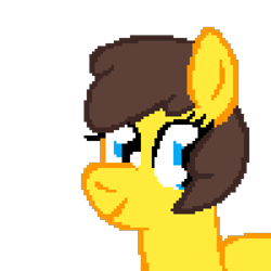 Size: 1024x1024 | Tagged: safe, artist:mario64, imported from derpibooru, heidi hay, earth pony, pony, alternate hairstyle, alternate mane style, cute, female, filly, heidibetes, pixel art, simple background, solo, transparent background