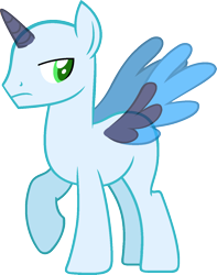 Size: 1096x1390 | Tagged: safe, artist:pegasski, imported from derpibooru, oc, oc only, alicorn, pony, secrets and pies, alicorn oc, bald, base, frown, horn, male, raised hoof, simple background, solo, stallion, transparent background, two toned wings, wings