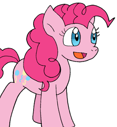 Size: 673x735 | Tagged: safe, artist:cmara, imported from derpibooru, pinkie pie, earth pony, pony, female, mare, open mouth, simple background, solo, white background